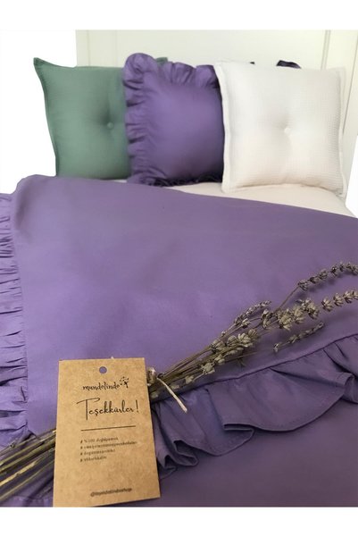 MundoLindo Ruffle Duvet Cover Set Lilac Single 2 Pieces 160 X 220 cm