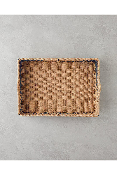 English Home Denver Kağıt İp Dekoratif Tepsi 35x25x5cm Natural-Siyah