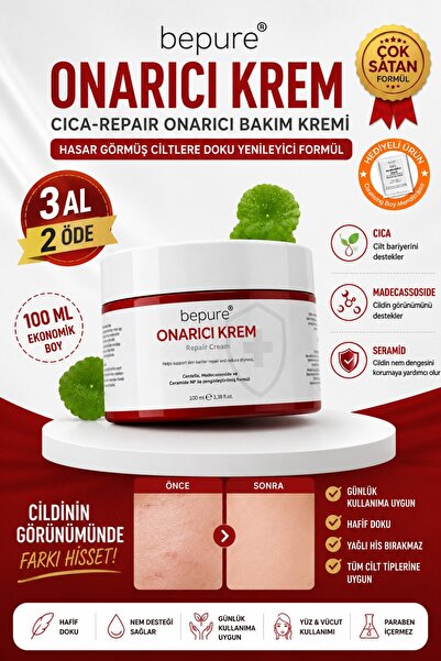 Bepure Cica-Repair Onarıcı Bakım Kremi, Hasar Görmüş Ciltlere Doku Yenileyici...