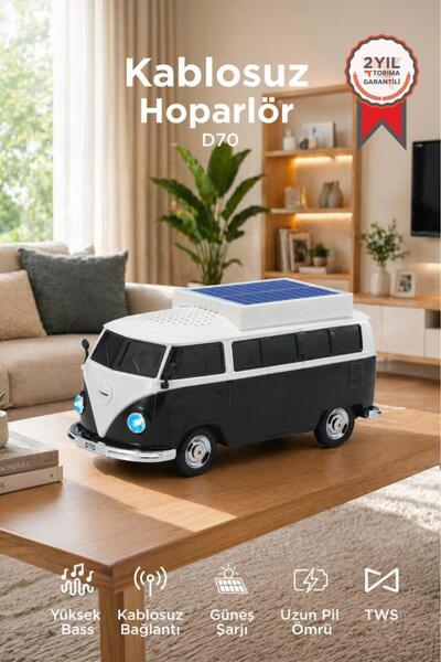 Torima Bluetooth Hoparlör Retro Araba Vosvos Tasarımlı Solar Şarjlı Speaker D...