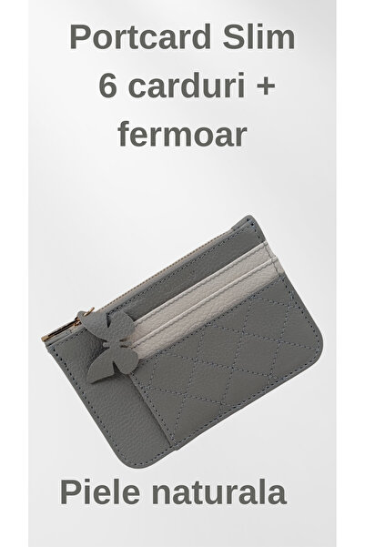 OEM Slim Genuine Leather Card Holder with zipper, 6 cards, Compact card Walle...