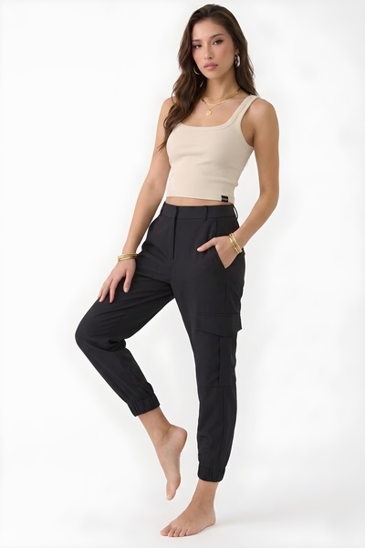 Klotho MAIA Women's Beige Colored Strappy Square Neck Camisole Undershirt