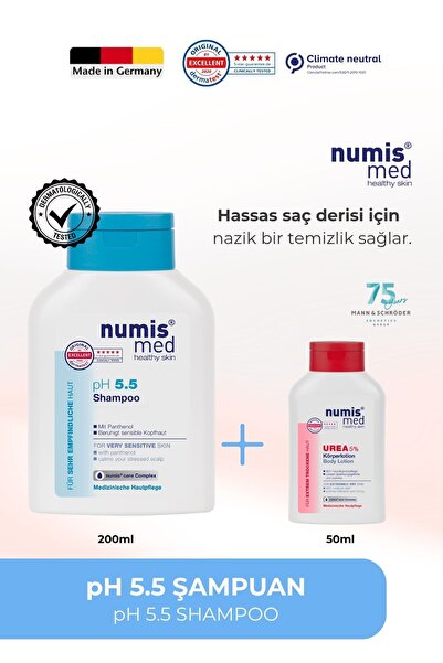 Numis Med pH 5.5 Şampuan 200 ml - Hassas Saç Derisi İçin Nazik Temizleyici ve...