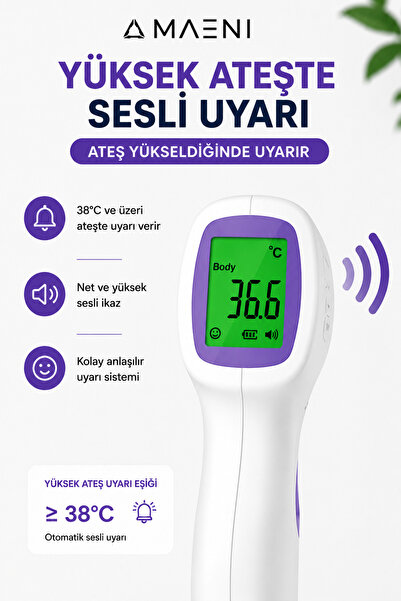 Maeni Dijital Temassız Ateş Ölçer Alından Vucut Termometre
