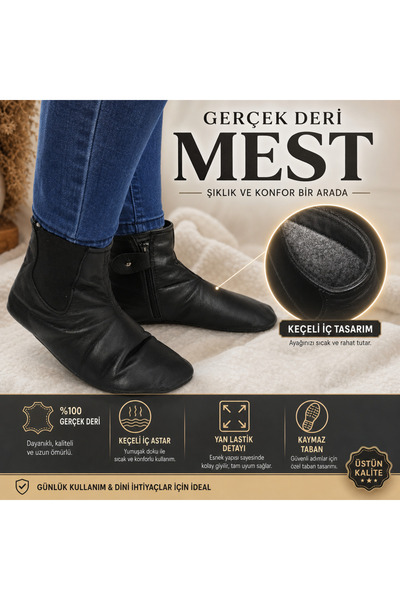ÇİĞDEM KUNDURA Çiğdem Gerçek Deri Içi Astarlı Yandan Lastikli Mest Unisex
