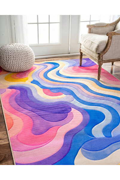 Rugs Modern Halı SDT Gökkuşağı Geçişli Minimalist Geometrik Dokuma Taban Deko...
