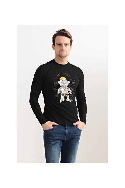 Tshirthane Anatomija Komik Štampano majica sa dugim rukavima crna majica