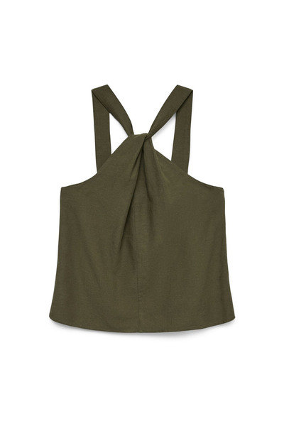 Vero Moda Haki Kadın T-Shirt VMJOSEPHINE S/L KNOT TOP WVN BTQ S