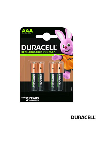 Duracell Set of 4 AAA Batteries, Rechargeable, Pre-Charged, 900 mAh, for Ever...
