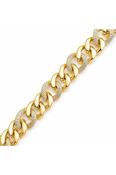Zeino Zirkon Taşlı Gurmet Bileklik - 14k Altın Kaplama - 17+2 cm
