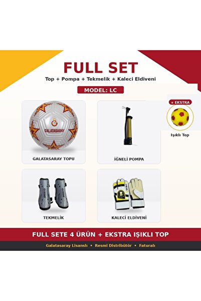 Galatasaray Lisanslı Futbol Topu Full Set Eldiven Tekmelik 5 Numara 10 Model ...