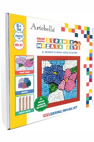 Artebella 07 I Çocuk Ahşap Çerçeveli Seramik Mozaik Set 20x20 Cm