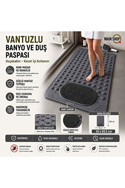 MAİN SHOP Covoraș de baie și duș anti-alunecare pentru cabină de duș cu ventu...