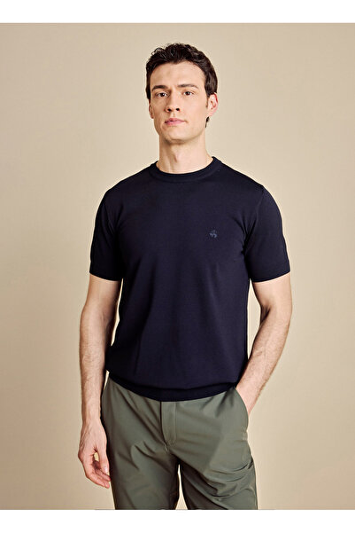 BROOKS BROTHERS Lacivert Erkek Bisiklet Standart Kazak BBSS26MKL011