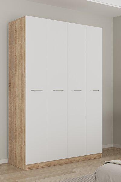 AEKA AE-3190 Burç 4 Kapaklı Çok Bölmeli Askılı Raflı ve Çekmeceli 210x140x53c...
