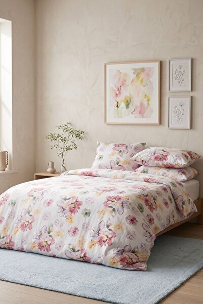 Menderes Home مجموعة أغطية السرير من القطن من رانفورس، طقم غطاء لحاف بوكيت