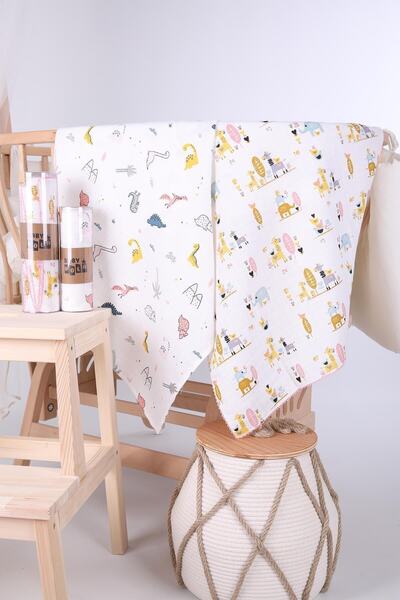 Babyhola 80x80cm 85X90cm 2'li Müslin Örtü Seti Desenli Kutulu Organik Hediyel...