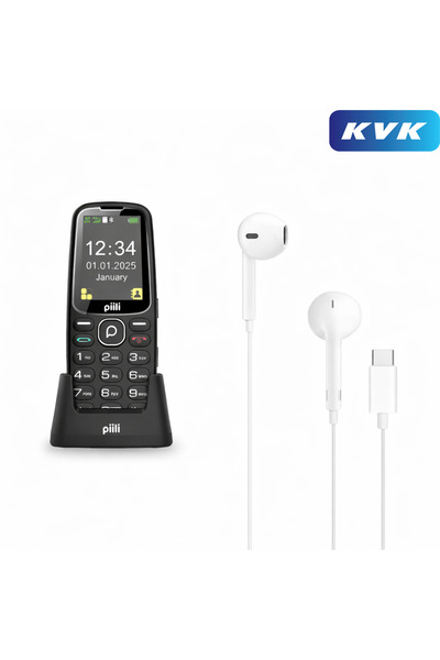 Piili P10 Tuşlu Cep Telefonu Siyah KVK Garantili Şarj Standlı + Kulaklık Hedi...
