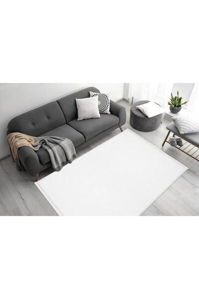 Valery Home Vl Comfort Peluş Halı Beyaz Düz Saçaklı