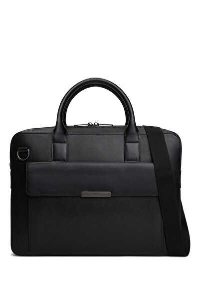 Tommy Hilfiger Siyah Erkek Deri Laptop Çantası TH BUSINESS COMPUTER BAG