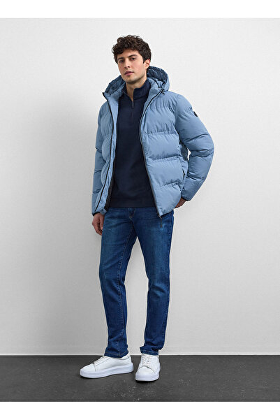 Back And Bond Mavi Relaxed Fit Puffer Ceket