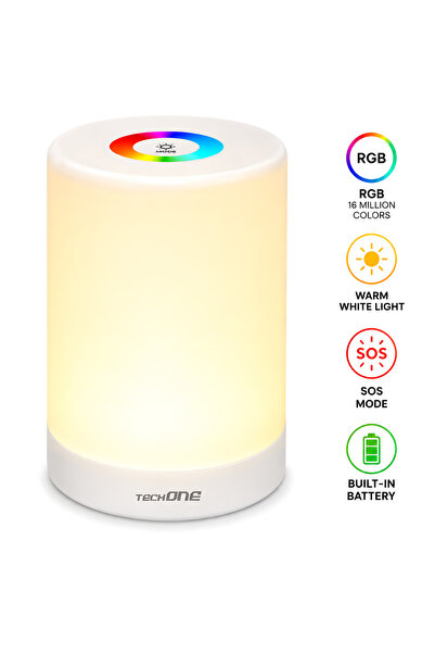Techone Lampa Veghe Copii Night buddy, Culori RGB, Touch, Lumina Calda, 3 Int...