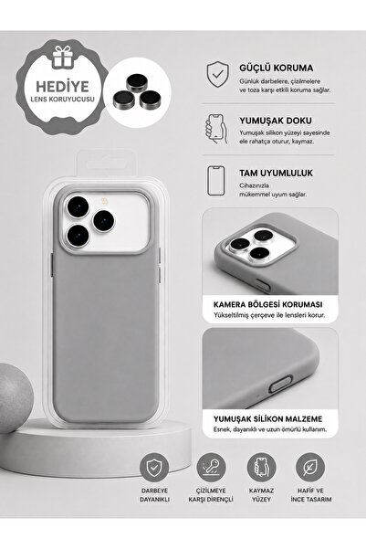 HYPERSOFT Iphone 17 Pro Max (6.9 inç) Uyumlu İçi Kadife Dışı Leke Tutmaz Lans...