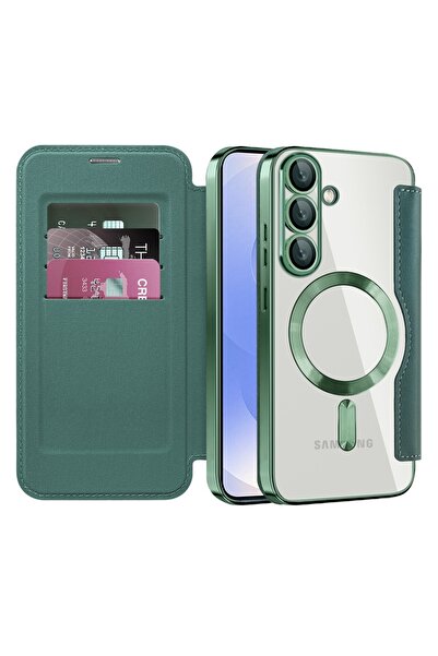 Techsuit Case for Samsung Galaxy S25 Plus - SmartMag Book Case - Green