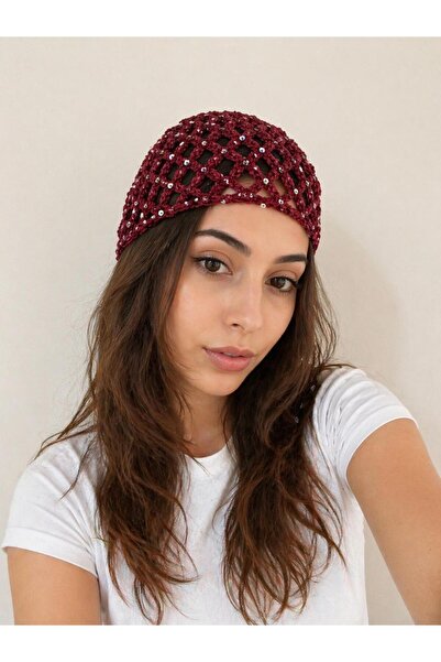 one depot only for quality life Örgü File Model Bere Pullu Kahverengi Bandana...