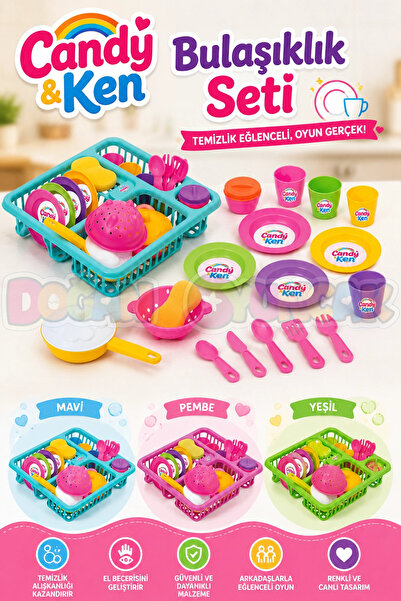 Doğan Oyuncak Dünyası Candy & Ken Bulaşıklık Set - Mutfak Setleri - Ev Oyunca...