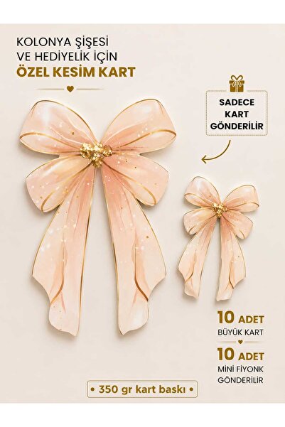 ETİKETİM Kolonya Şişesi Kartı Somon-Gold Renk 10 ADET