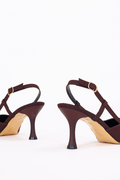 vanorio Women's Brown Suede Evening Dress Shoes with Thin Heels