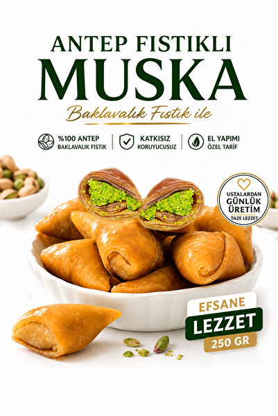 Gaziantep Baharat Antep Fıstıklı Muska 250 gr – Bol Fıstıklı, Özel Üretim Gel...