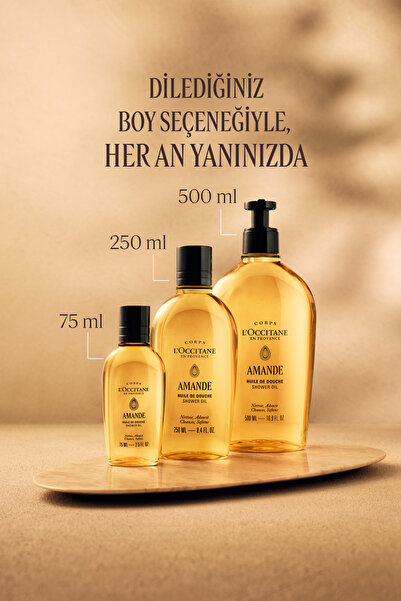 L'Occitane Badem Duş Yağı, Tatlı Badem ve Üzüm Çekirdeği Yağı İçeren Besleyici ve Nemlendirici, Seyahat Boy, 75 ml