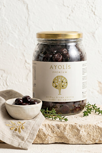 Ayolis Premium Gurme Yağlı Salamura Siyah Zeytin XL 950 g (Zeytinyağlı)