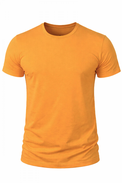 DeepSEA Hardal Sarısı Erkek/unisex Dar Kesim Bisiklet Yaka Pamuklu Likralı Basic Tişört 1801131