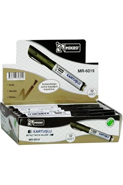 Mikro Kartuşlu Beyaz Tahta Kalemi MR-6019 Siyah 12 Adet
