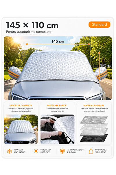 Tesay Parasolar pentru parbriz iarnă-vară cu 5 magneți (145 x 110 cm)