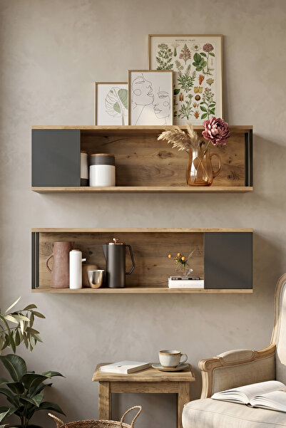 Yurudesign Voyage Duvar Rafı Kitaplık Çam 2'li Set Vg18-a
