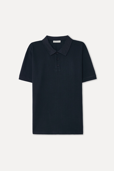 Mudo Women's Navy Blue Jacquard Polo Neck T-Shirt