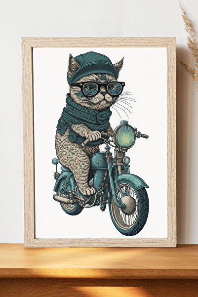 Luna Marissa Αφίσα Rider Cat - Αφίσα ψηφιακής τέχνης από χοντρό χαρτί χωρίς π...
