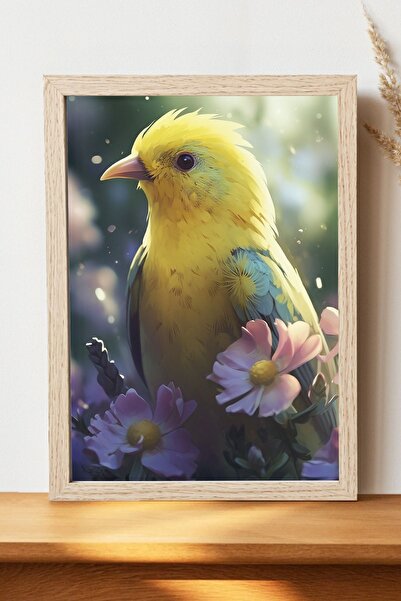 Luna Marissa Αφίσα Yellow Bird - Αφίσα ψηφιακής τέχνης από χοντρό χαρτί χωρίς...