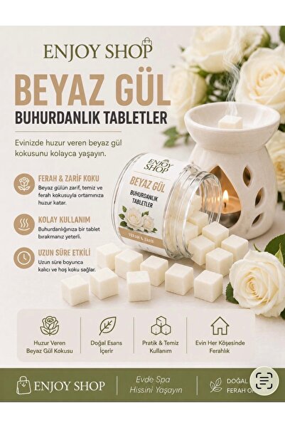 ENJOY SHOP 20 ADET BEYAZ GÜL KOKULU ( WHİTE ROSE ) DOĞAL NATUREL BUHURDANLIK ...