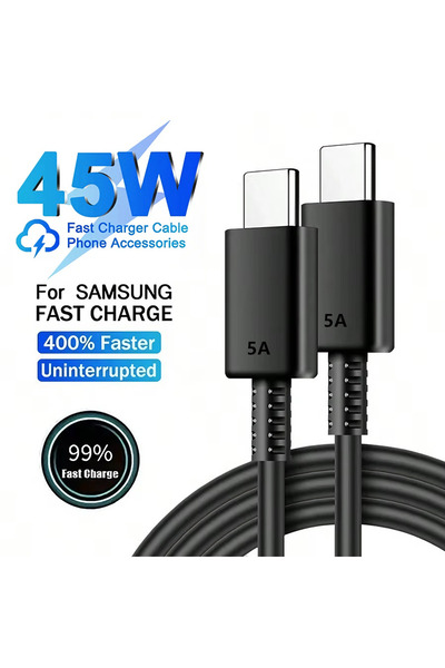 Choice كابل شحن سريع جداً بطول 1.5 متر، منفذ USB-C مزدوج، بقوة 45 واط و5 أمبي...