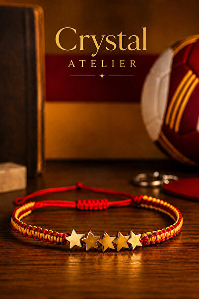 Crystal Atelier سوار للمشجعين باللون الأصفر والأحمر مكون من 5 نجوم، سوار قابل...