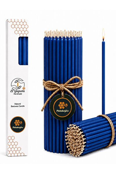 Blue Beeswax Candles – 15Pcs, 20cm, 6mm, Anti-Spill, Natural, Handmade, Special Occasion