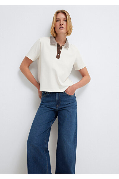 Mavi Tricou polo ecru cu guler detaliat, croială slim / mulată 1614118-70048
