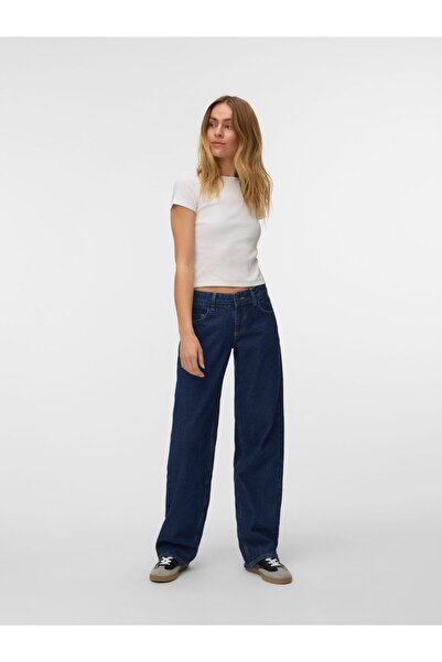 Something New Weit geschnitten SNRANCY Niedrige Taille Weiter Beinschnitt Jeans