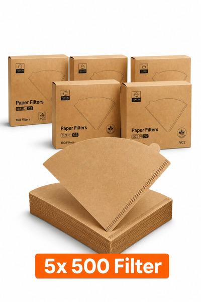 Tektık 500 Piece Coffee Paper Filter V60 Size 02 White without bleached 100% ...