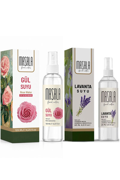 Masala Hidrolat Seti %100 Doğal Yağlı Saf Gül Suyu - Lavanta Suyu (2 x125 ml.)